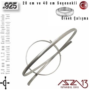 925 Ayar - 3,0 mm / 1,2 mm Ölçülerinde - Yarım Yuvarlak (Balıksırtı) Gümüş Tel / 20 ve 40 cm Seçenekli