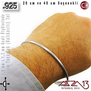 925 Ayar - 3,0 mm / 1,2 mm Ölçülerinde - Yarım Yuvarlak (Balıksırtı) Gümüş Tel / 20 ve 40 cm Seçenekli