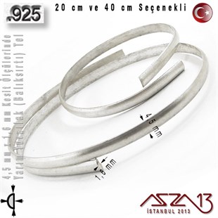 925 Ayar - 4,5 mm / 1,6 mm Ölçülerinde - Yarım Yuvarlak (Balıksırtı) Gümüş Tel / 20 ve 40 cm Seçenekli