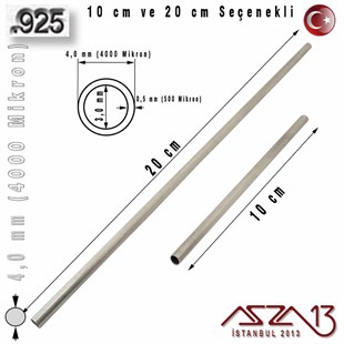 925 Ayar - 4,0 mm (4000 Mikron) Çapında - Yuvarlak Gümüş Boru / 10 ve 20 cm Seçenekli