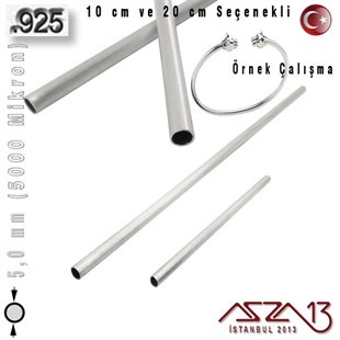 925 Ayar - 5,0 mm (5000 Mikron) Çapında - Yuvarlak Gümüş Boru / 10 ve 20 cm Seçenekli