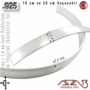925 Ayar - 10,0 mm / 2,0 mm Ölçülerinde - Yarım Yuvarlak (Balıksırtı) Gümüş Tel / 10 ve 20 cm Seçenekli