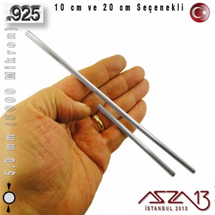 925 Ayar - 5,0 mm (5000 Mikron) Çapında - Yuvarlak Gümüş Boru / 10 ve 20 cm Seçenekli
