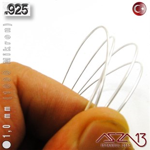 925 Ayar - 1,0 mm (1000 Mikron) - Yuvarlak Gümüş Tel / 1 Metre