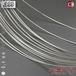 999 Ayar - 0,4 mm (400 Mikron) - Yuvarlak Gümüş Tel / 1 ve 5 m Seçenekli