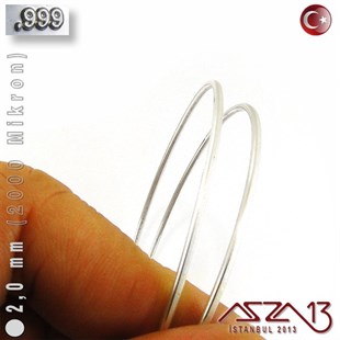 999 Ayar - 2,0 mm (2000 Mikron) - Yuvarlak Gümüş Tel / 50 Santimetre