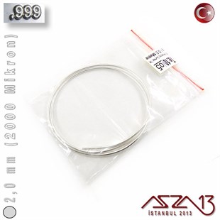 999 Ayar - 2,0 mm (2000 Mikron) - Yuvarlak Gümüş Tel / 50 Santimetre