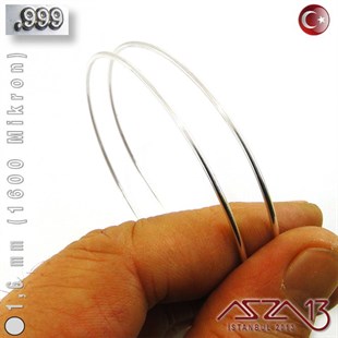 999 Ayar - 1,6 mm (1600 Mikron) - Yuvarlak Gümüş Tel / 50 Santimetre