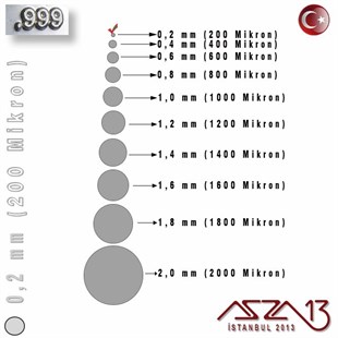 999 Ayar - 0,2 mm (200 Mikron) - Yuvarlak Gümüş Tel / 5 ve 20 m Seçenekli