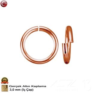 Halka - Açık - Gerçek Rose Altın Kaplama - 3,0 mm İç Çap- 100 Adet