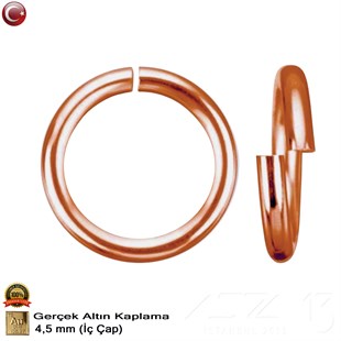 Halka - Açık - Gerçek Rose Altın Kaplama - 4,5 mm İç Çap- 50 Adet