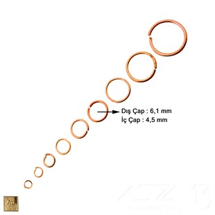Halka - Açık - Gerçek Rose Altın Kaplama - 4,5 mm İç Çap- 50 Adet