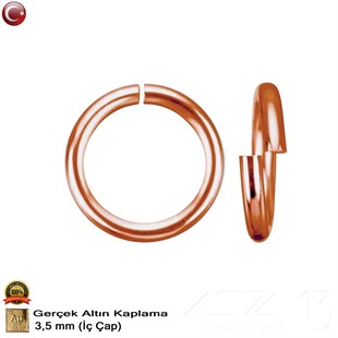 Halka - Açık - Gerçek Rose Altın Kaplama - 3,5 mm İç Çap- 50 Adet