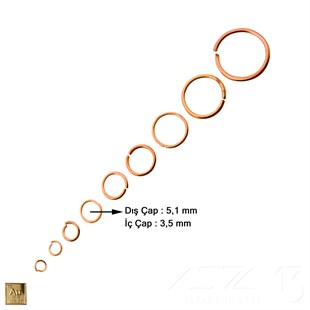 Halka - Açık - Gerçek Rose Altın Kaplama - 3,5 mm İç Çap- 50 Adet
