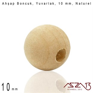 Yuvarlak 10 mm, Naturel Sandal Ağacı, Ahşap Boncuk / Paket İçeriği 15 Adet