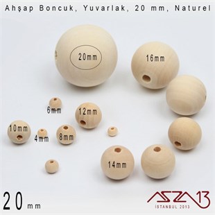 Yuvarlak 20 mm, Naturel Sandal Ağacı, Ahşap Boncuk / Paket İçeriği 2 Adet