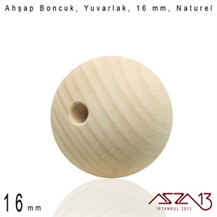 Yuvarlak 16 mm, Naturel Sandal Ağacı, Ahşap Boncuk / Paket İçeriği 4 Adet