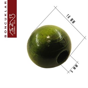 Yuvarlak 16 mm, Renkli, Ahşap Boncuk / Paket İçeriği 3 Adet