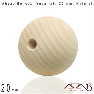 Yuvarlak 20 mm, Naturel Sandal Ağacı, Ahşap Boncuk / Paket İçeriği 2 Adet