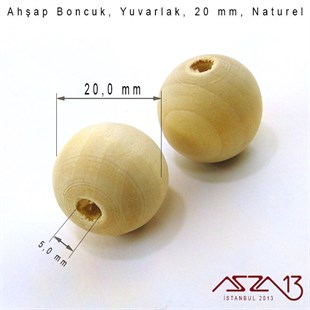 Yuvarlak 20 mm, Naturel Sandal Ağacı, Ahşap Boncuk / Paket İçeriği 2 Adet