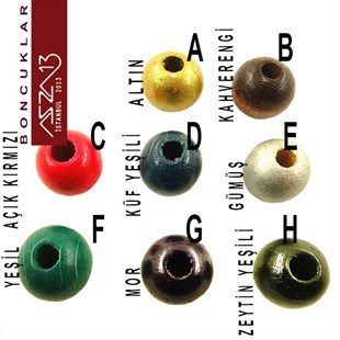Yuvarlak 16 mm, Renkli, Ahşap Boncuk / Paket İçeriği 3 Adet