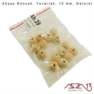 Yuvarlak 10 mm, Naturel Sandal Ağacı, Ahşap Boncuk / Paket İçeriği 15 Adet