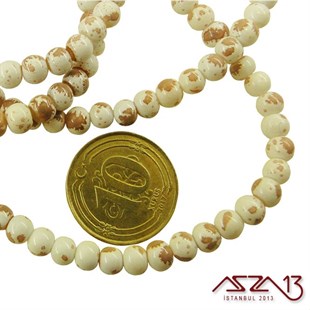 230 Adet 4 mm Yuvarlak Açık Kahve Granit Desenli Düz Yüzey Akrilik Boncuk