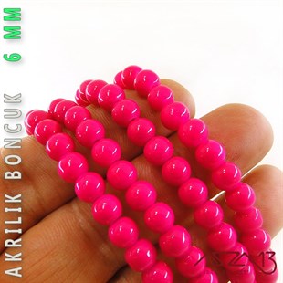 138 Adet 6 mm Pembe Renk Opak Parlak Akrilik Boncuk (40 Gr)