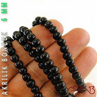 138 Adet 6 mm Siyah Renk Opak Parlak Akrilik Boncuk (40 Gr)