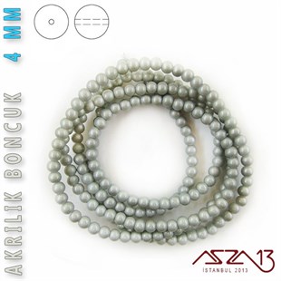 230 Adet 4 mm Gümüş Renk Opak Parlak Akrilik Boncuk (22 Gr)