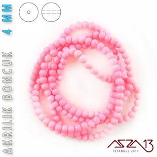 230 Adet 4 mm Şeker Pembe Renk Opak Parlak Akrilik Boncuk (22 Gr)