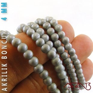 230 Adet 4 mm Gümüş Renk Opak Parlak Akrilik Boncuk (22 Gr)