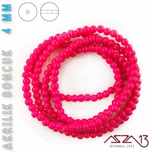 230 Adet 4 mm Koyu Pembe Renk Opak Parlak Akrilik Boncuk (22 Gr)