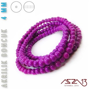 230 Adet 4 mm Açık Mor Renk Opak Parlak Akrilik Boncuk (22 Gr)