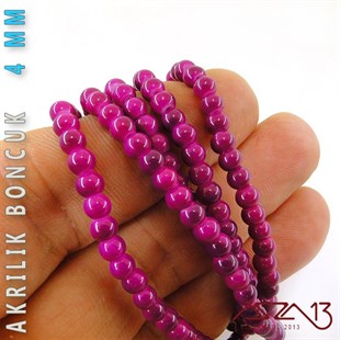 230 Adet 4 mm Dalgalı Mor Renk Opak Parlak Akrilik Boncuk (22 Gr)