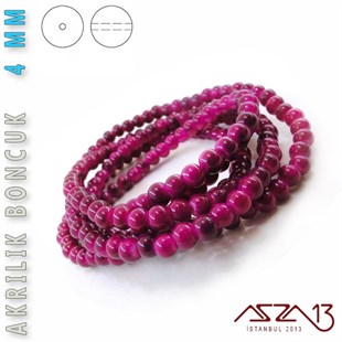 230 Adet 4 mm Dalgalı Mor Renk Opak Parlak Akrilik Boncuk (22 Gr)