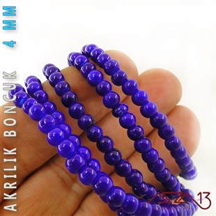 230 Adet 4 mm Lacivert Renk Opak Parlak Akrilik Boncuk (22 Gr)