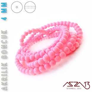 230 Adet 4 mm Şeker Pembe Renk Opak Parlak Akrilik Boncuk (22 Gr)