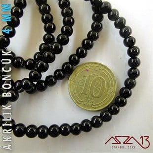 230 Adet 4 mm Siyah Renk Opak Parlak Akrilik Boncuk (22 Gr)