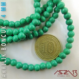 230 Adet 4 mm Açık Yeşil Renk Opak Parlak Akrilik Boncuk (22 Gr)