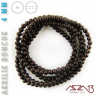 230 Adet 4 mm Koyu Kahve Renk Opak Parlak Akrilik Boncuk (22 Gr)