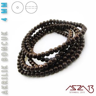 230 Adet 4 mm Koyu Kahve Renk Opak Parlak Akrilik Boncuk (22 Gr)