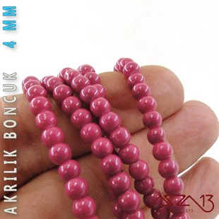 230 Adet 4 mm Gül Kurusu Renk Opak Parlak Akrilik Boncuk (22 Gr)