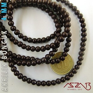 230 Adet 4 mm Koyu Kahve Renk Opak Parlak Akrilik Boncuk (22 Gr)