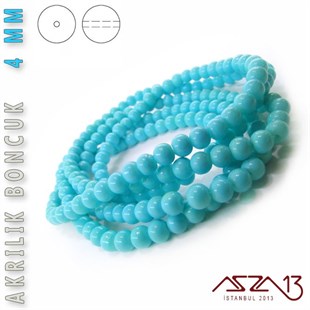 230 Adet 4 mm Mavi Renk Opak Parlak Akrilik Boncuk (22 Gr)
