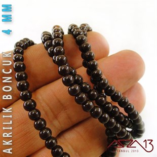230 Adet 4 mm Koyu Kahve Renk Opak Parlak Akrilik Boncuk (22 Gr)