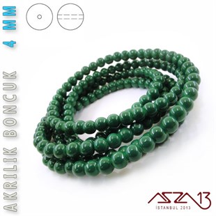 230 Adet 4 mm Koyu Yeşil Renk Opak Parlak Akrilik Boncuk (22 Gr)