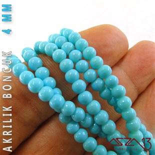 230 Adet 4 mm Mavi Renk Opak Parlak Akrilik Boncuk (22 Gr)
