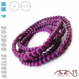 230 Adet 4 mm Mor Renk Opak Parlak Akrilik Boncuk (22 Gr)