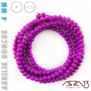 230 Adet 4 mm Açık Mor Renk Opak Parlak Akrilik Boncuk (22 Gr)
